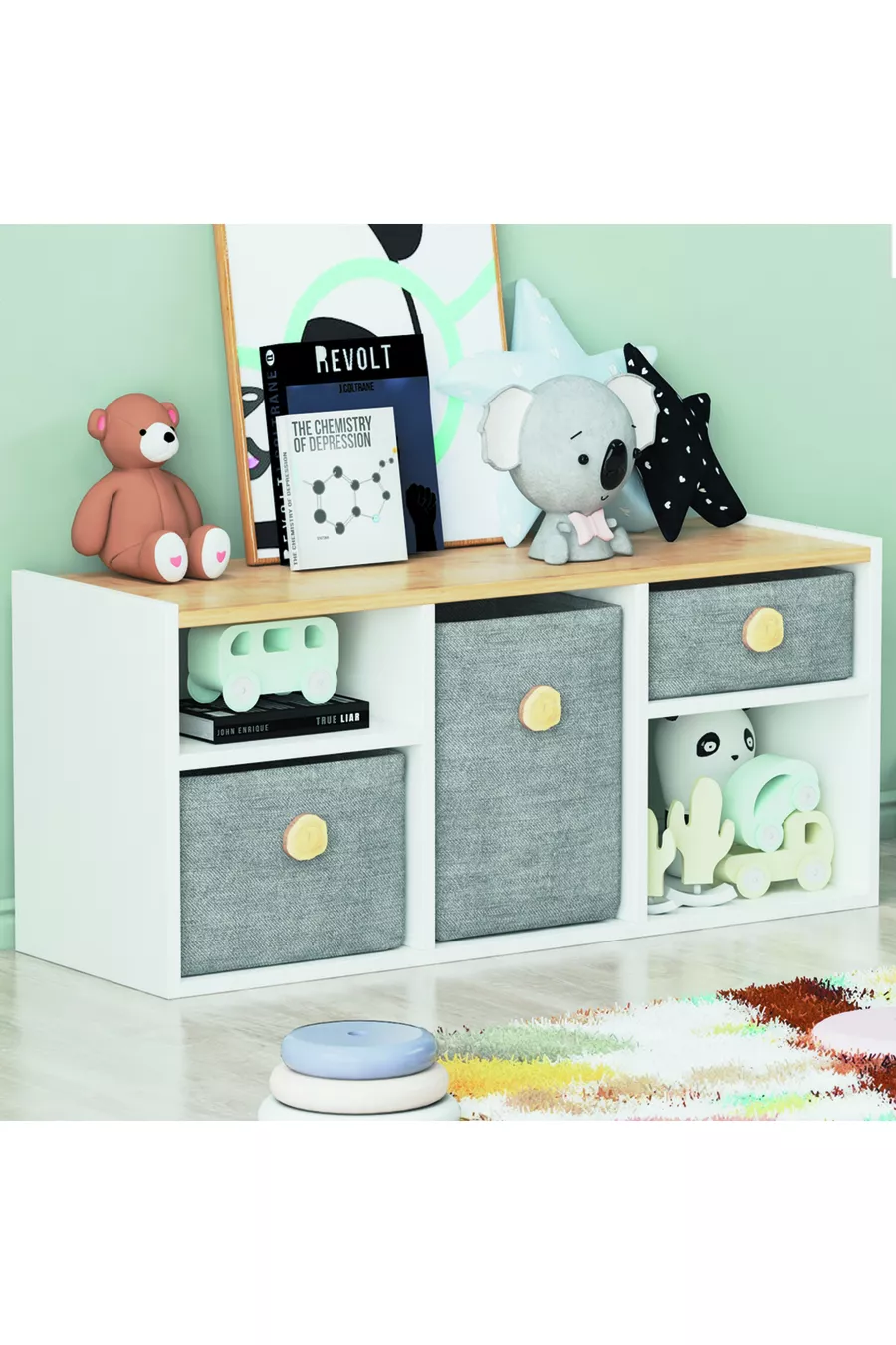 Armoire à jouets Bala Chêne blanc