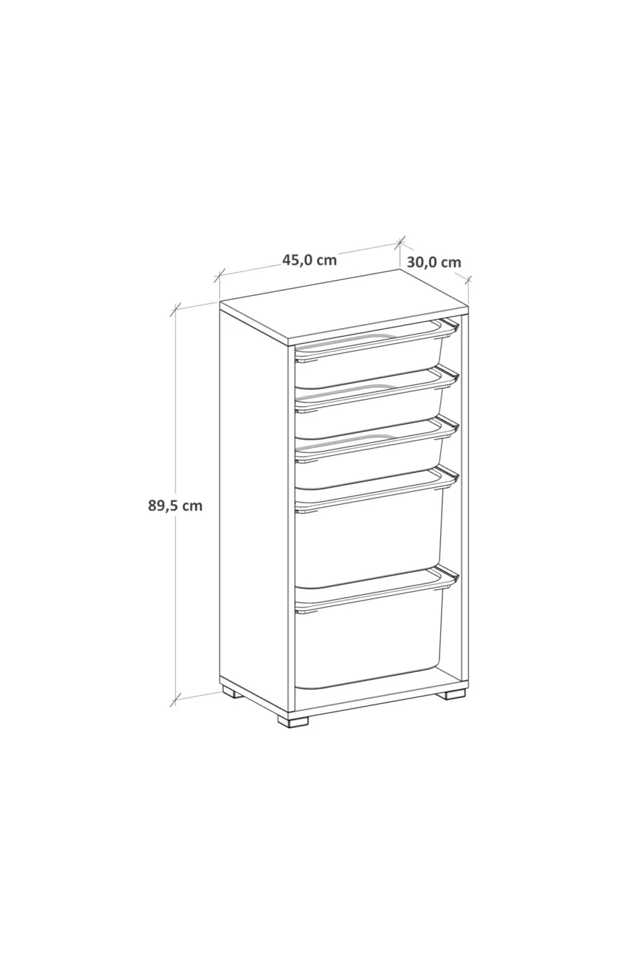 Armoire à jouets avec 2 profonds et 5 paniers, armoire multi-usage pour cuisine, cellier et salle de bain