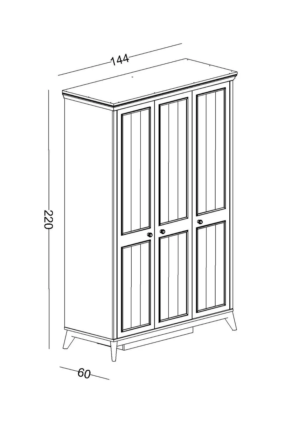 Chambre d'enfant Gloria (Armoire 3 portes + * Montessori + Commode avec portes)