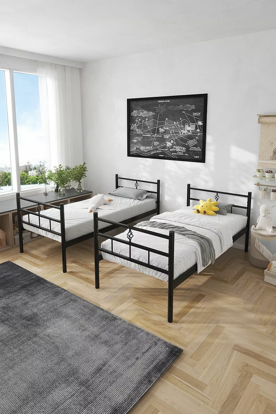 Koza Ranza Lits Superposés en Métal Noir Compatibles avec Matelas, Séparables