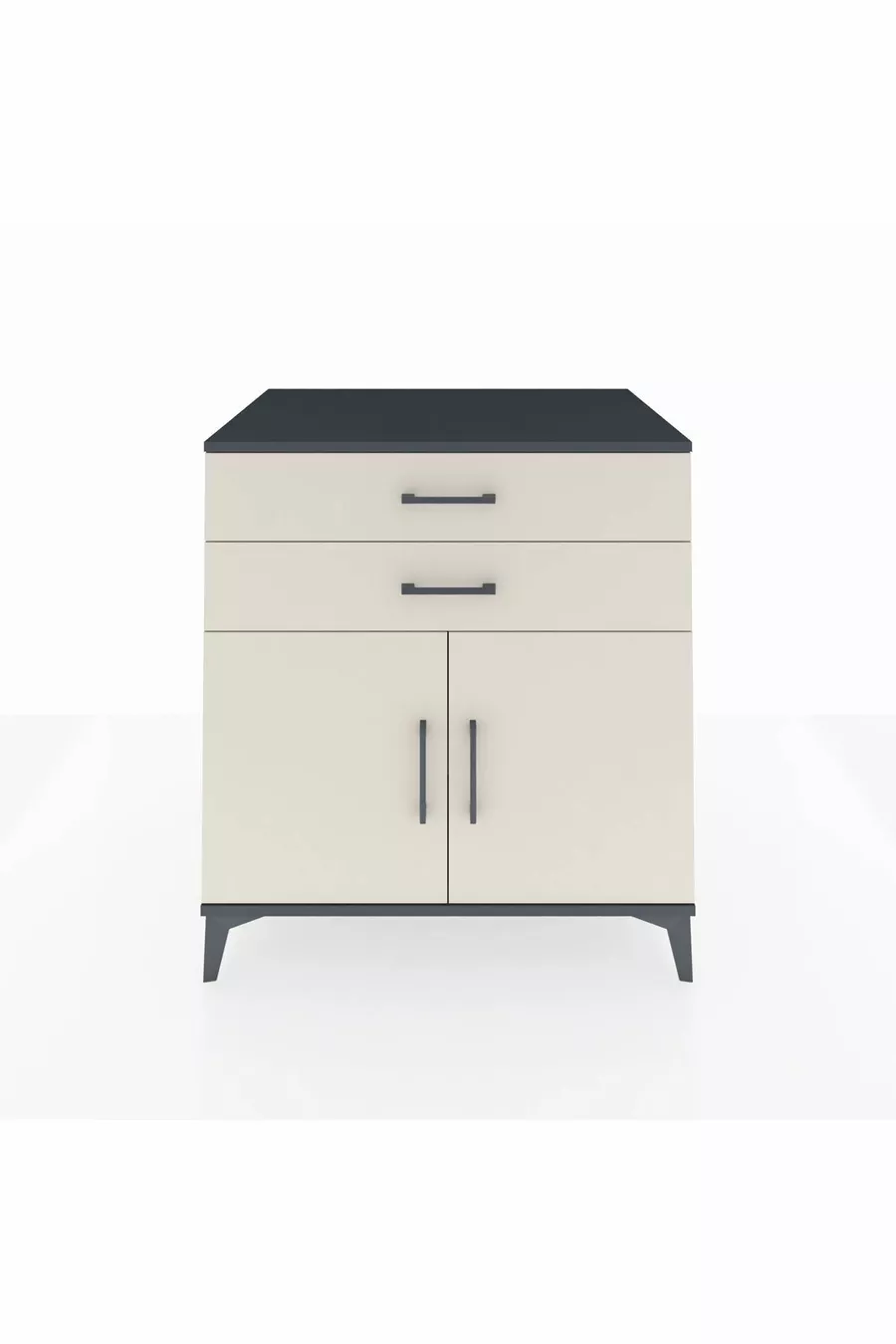 Commode Kronos avec une étagère, 2 tiroirs et 2 portes, anthracite-pierre de lune