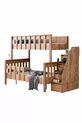 Lits superposés profil MDF, lit superposable Deluxe détachable - Noyer + 2 matelas Comfort