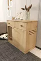 Litière pour chat en bois MONA avec tiroir - couvercle verrouillable - tissu inclus - bac à litière non inclus - CHÊNE SAPHIR