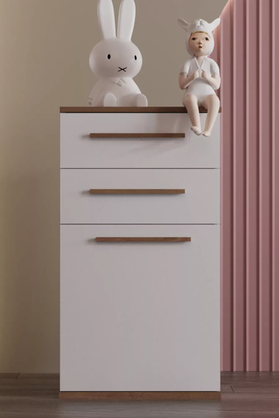Ensemble Chambre d'Enfant Lit Coffre Tête de Lit & Armoire & Bureau & Commode - Blanc