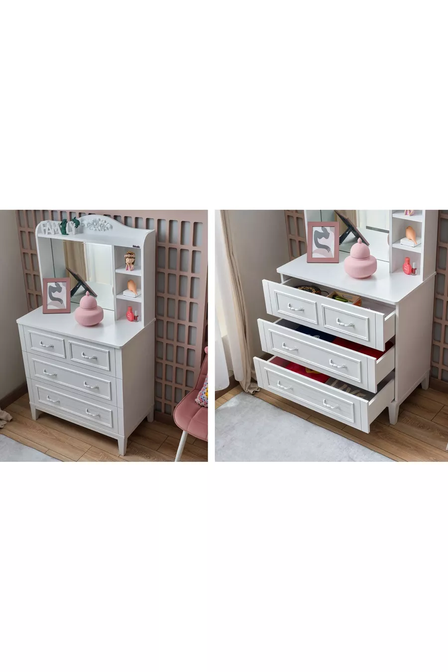 Chambre d'enfant Marje (Armoire à 3 portes + * Montessori + Commode avec miroir)