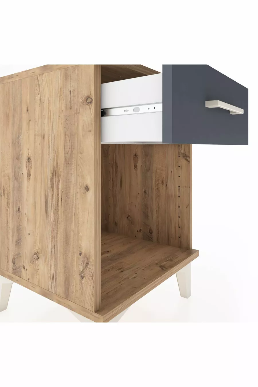 Commode Hyperion à un tiroir Pin-Anthracite