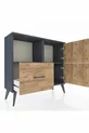 Commode Arges 2 étagères, 1 tiroir, 2 portes, Anthracite-Pin