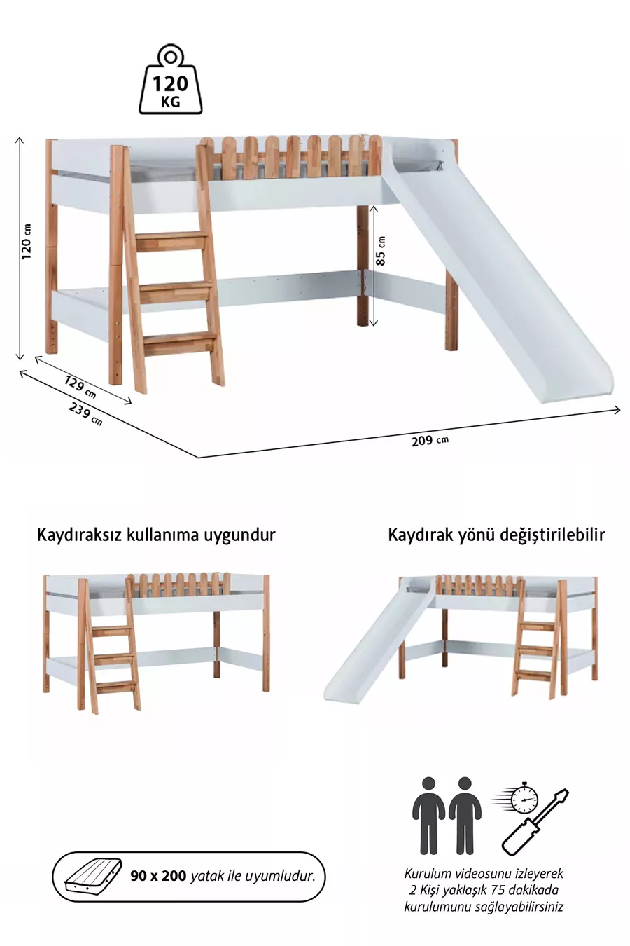 Équipe Montessori pour Chambre d'Enfants My House avec Lit Superposé à Glissade et Maison de Jeu Rose