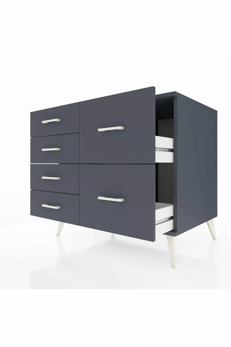 Commode Kronos 6 tiroirs Anthracite-Anthracite