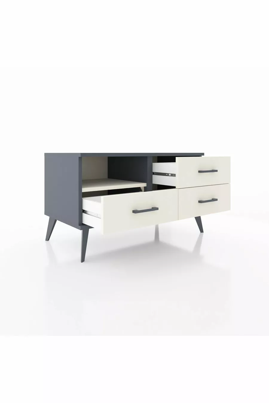 Commode Hyperion à une étagère et trois tiroirs Anthracite-Quartz