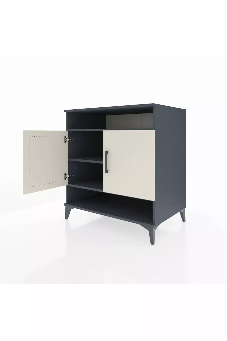 Commode Kronos 3 étagères 2 portes Anthracite-Pierre de lune