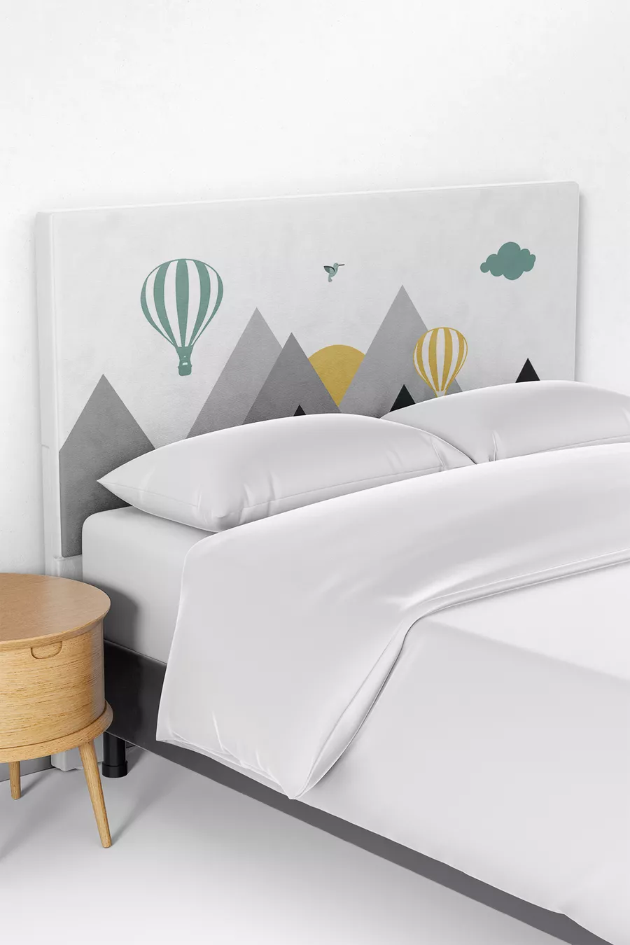 Housse de tête de lit pour enfant motif montagne Vallée de l'Oiseau Vert