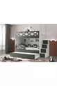 Mars Ranza / Blanc-anthracite / 3 sections de couchage et escalier avec armoire / 100 % MDF
