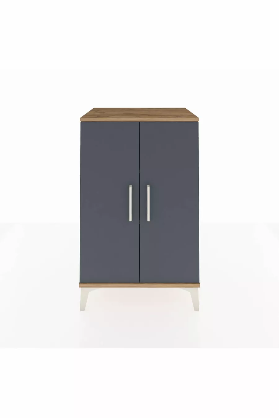 Table de chevet Hyperion à 2 étagères et 2 portes, pin-anthracite