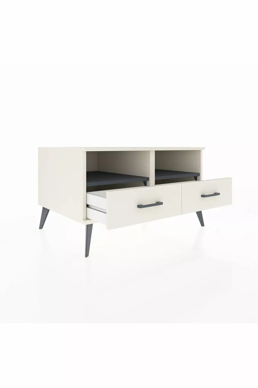 Commode Kronos 2 étagères 2 tiroirs Pierre de Lune-Anthracite/Pierre de Lune