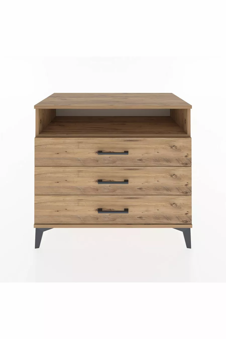 Commode Hyperion à un seul étagère et 3 tiroirs en pin-pin