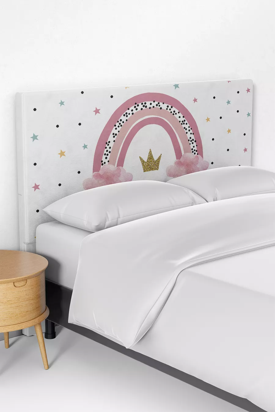 Housse de tête de lit pour enfant à motif arc-en-ciel