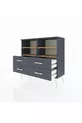 Commode Arges 4 étagères 4 tiroirs Anthracite-Sapin/Anthracite