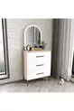 Commode à 3 tiroirs avec miroir, entièrement en MDF, Flora blanc