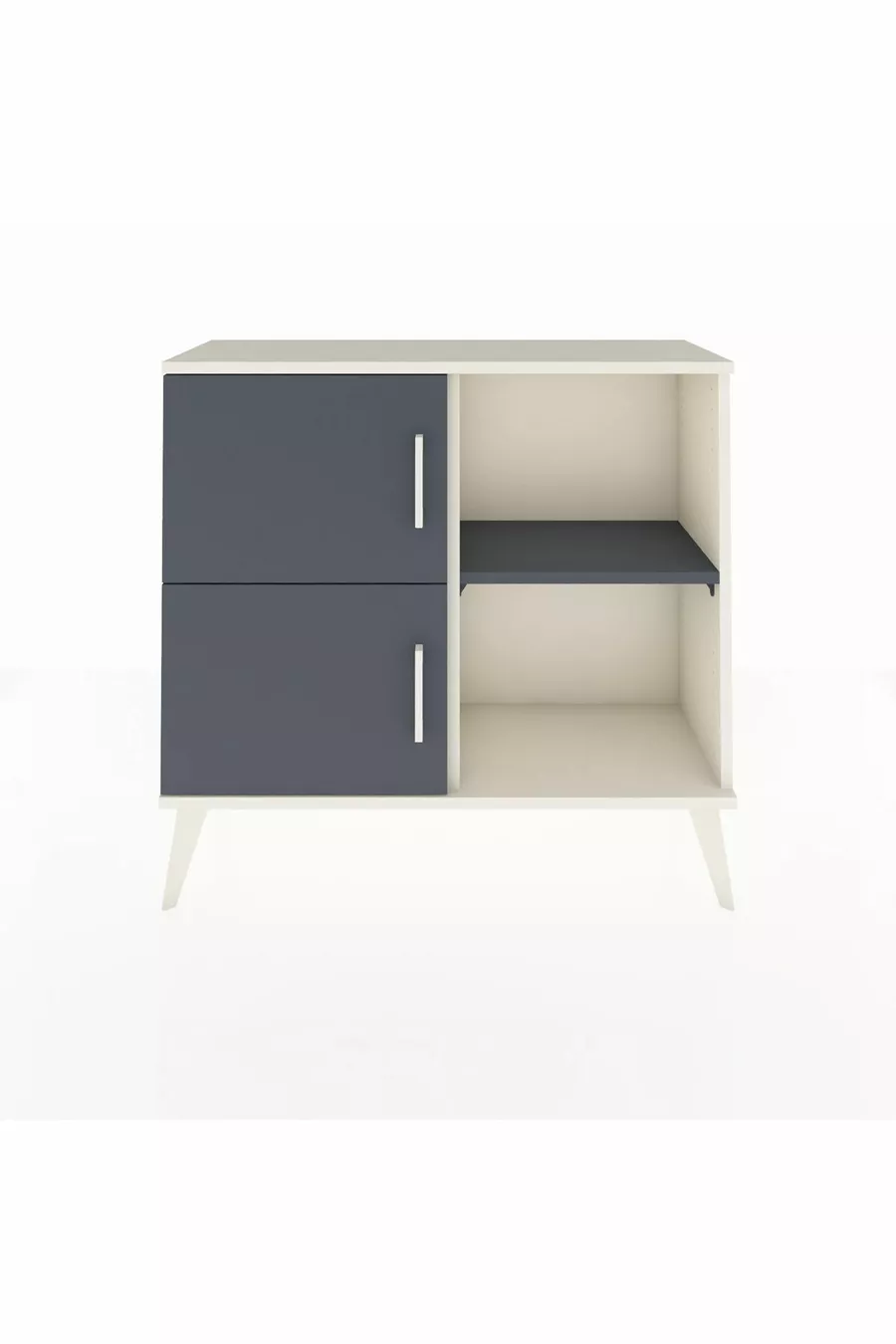 Commode Arges 2 étagères 2 portes Pierre de lune-Anthracite