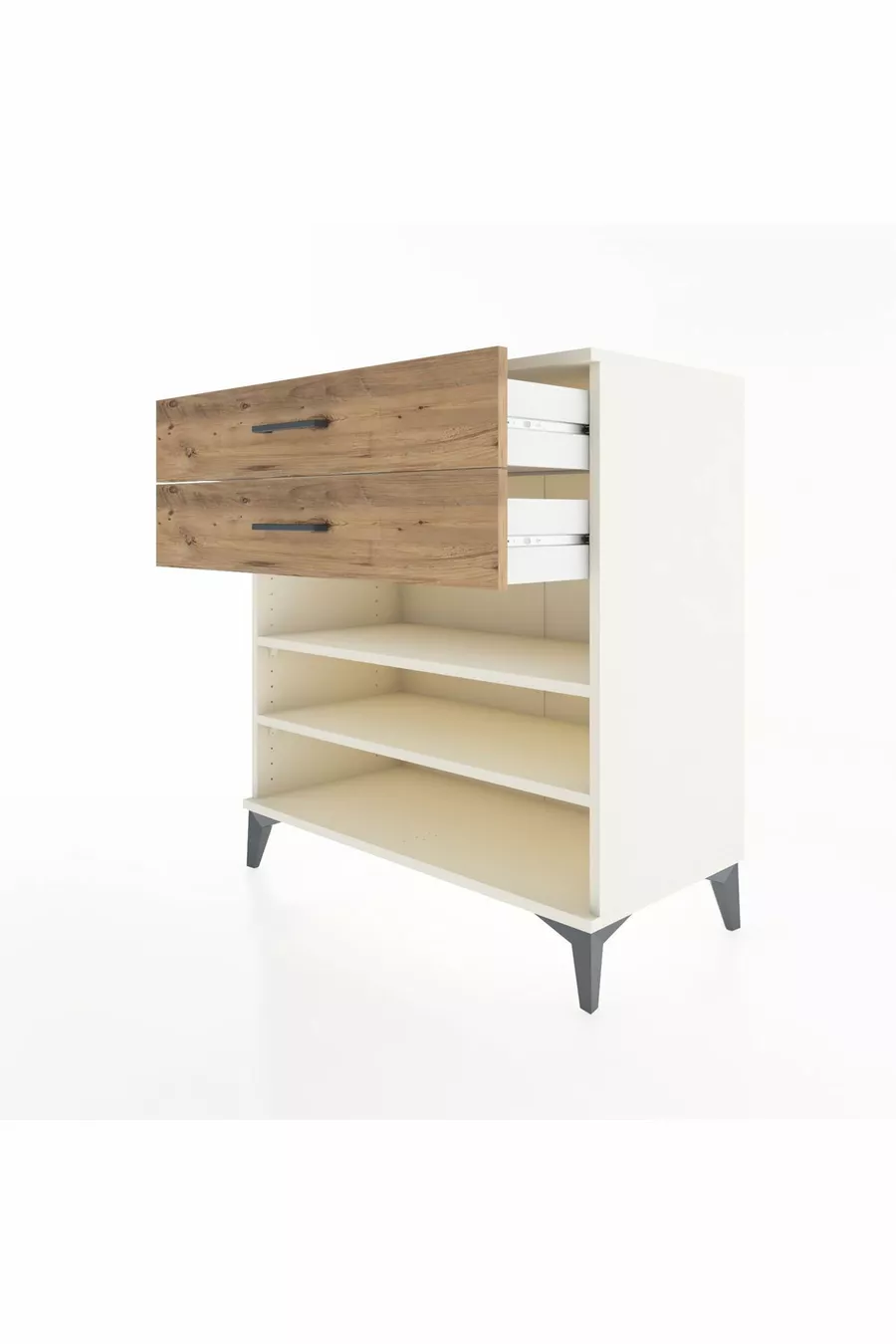 Commode Hyperion 2 étagères 2 tiroirs Pierre de lune-Pin