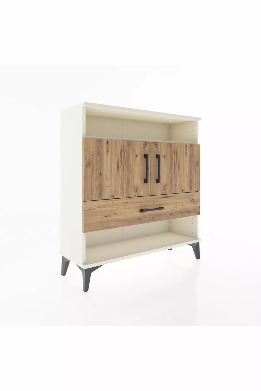 Commode Arges 3 étagères 1 tiroir 2 portes Pierre de lune-Épicéa