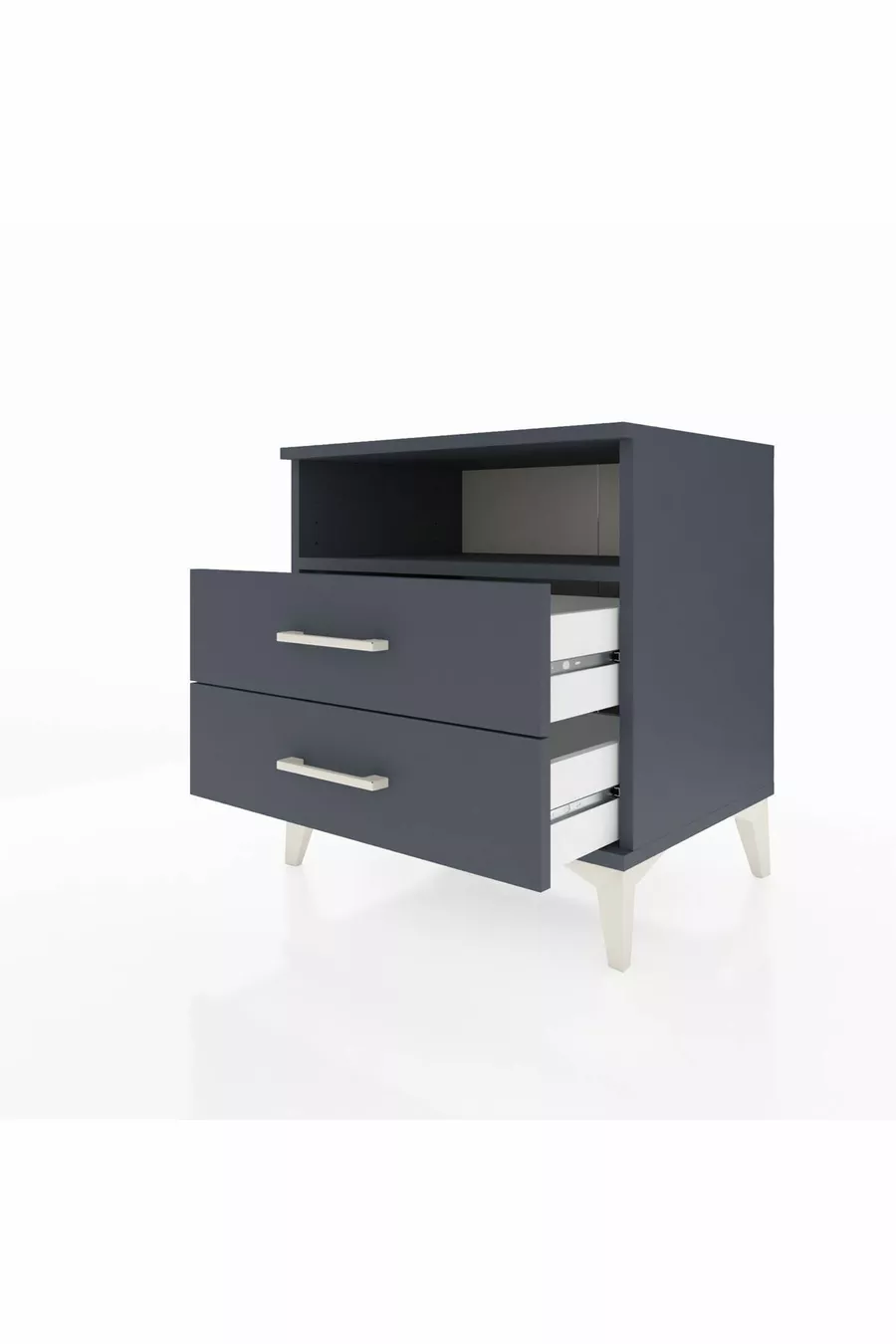Chevet Hyperion à une étagère et deux tiroirs Anthracite-Anthracite