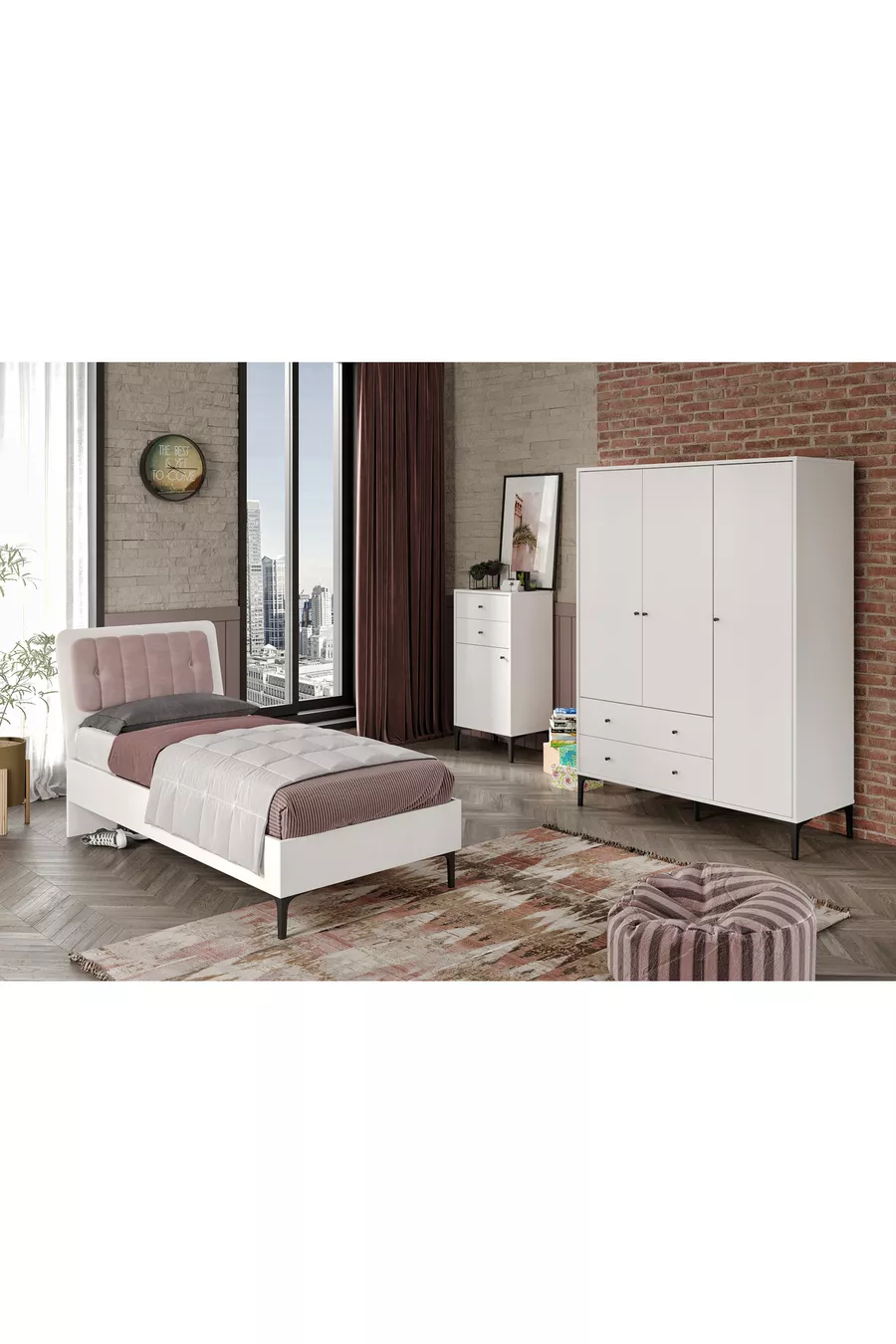 CHAMBRE JEUNE FOCUS LIFE BLANC (%MDF)