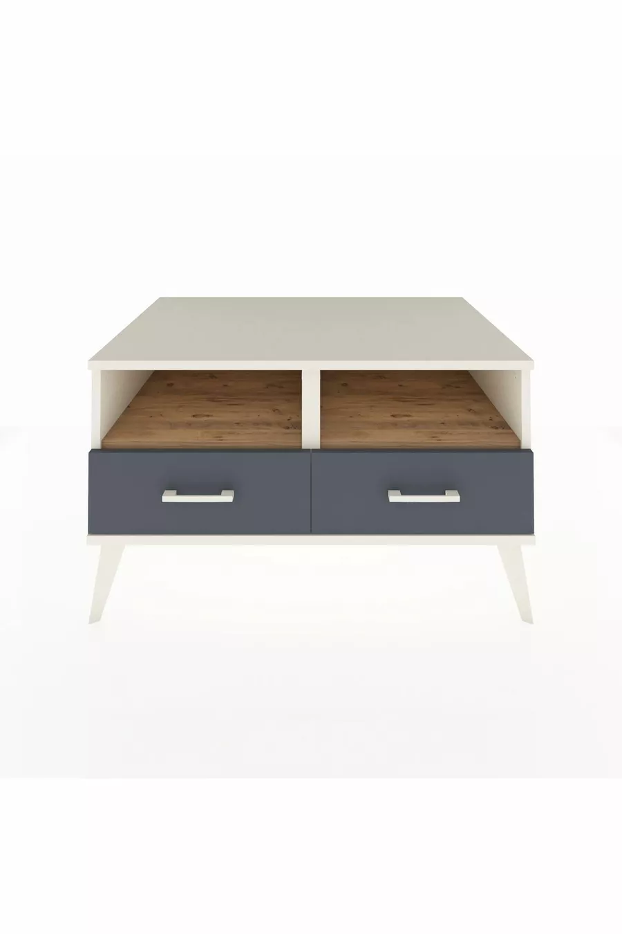 Commode Kronos avec 2 étagères et 2 tiroirs Ambre-Cèdre/Anthracite