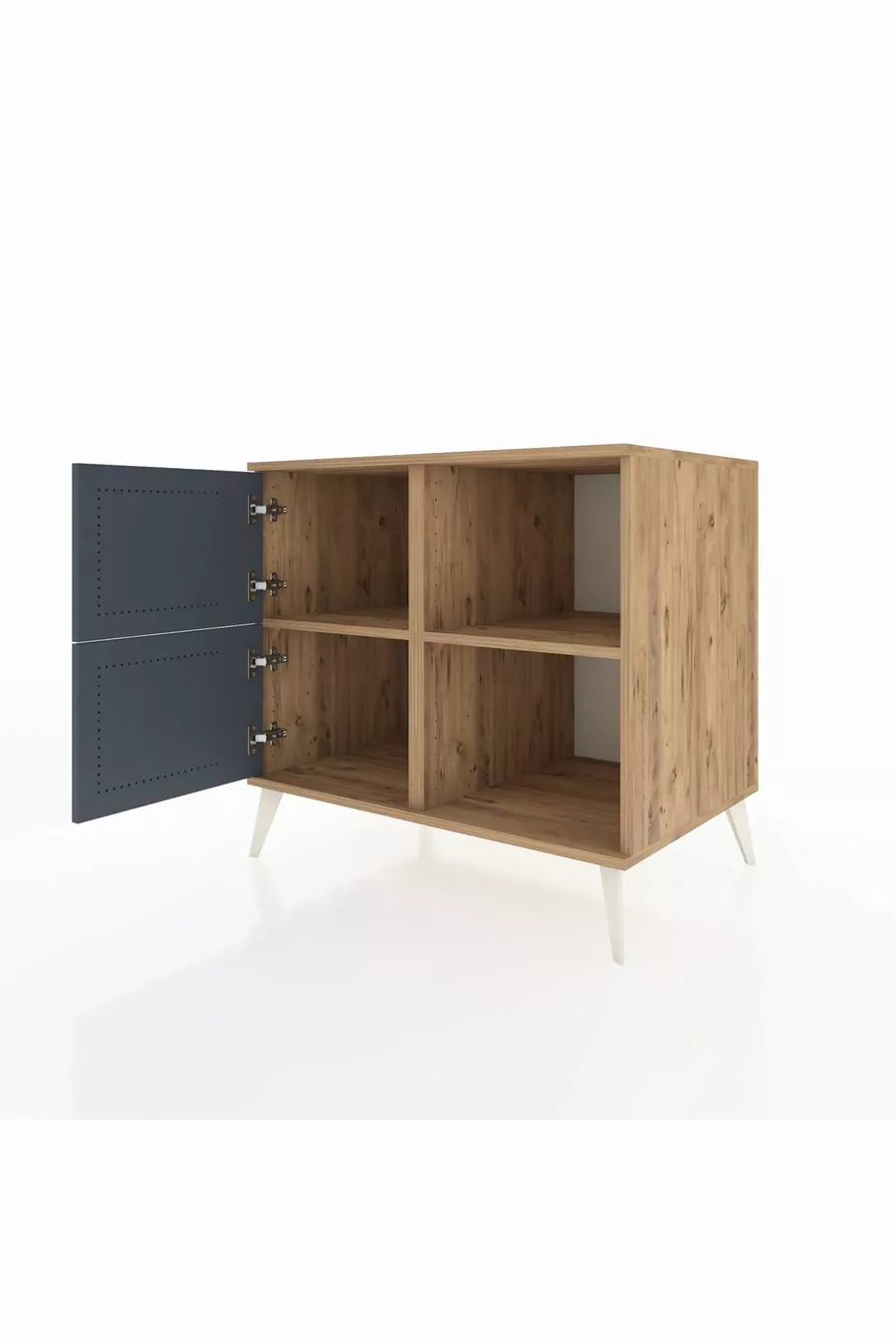 Commode Kronos 2 étagères 2 portes Pin-Anthracite/Pin