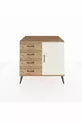 Commode Kronos avec une seule étagère, 4 tiroirs et une porte, Pin-Pierre d'onyx/Pin