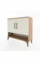 Commode Arges 2 étagères 2 portes Pin-Pierre d'Agate