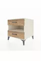 Table de chevet Kronos avec une étagère et 2 tiroirs, Aïtos-Pin