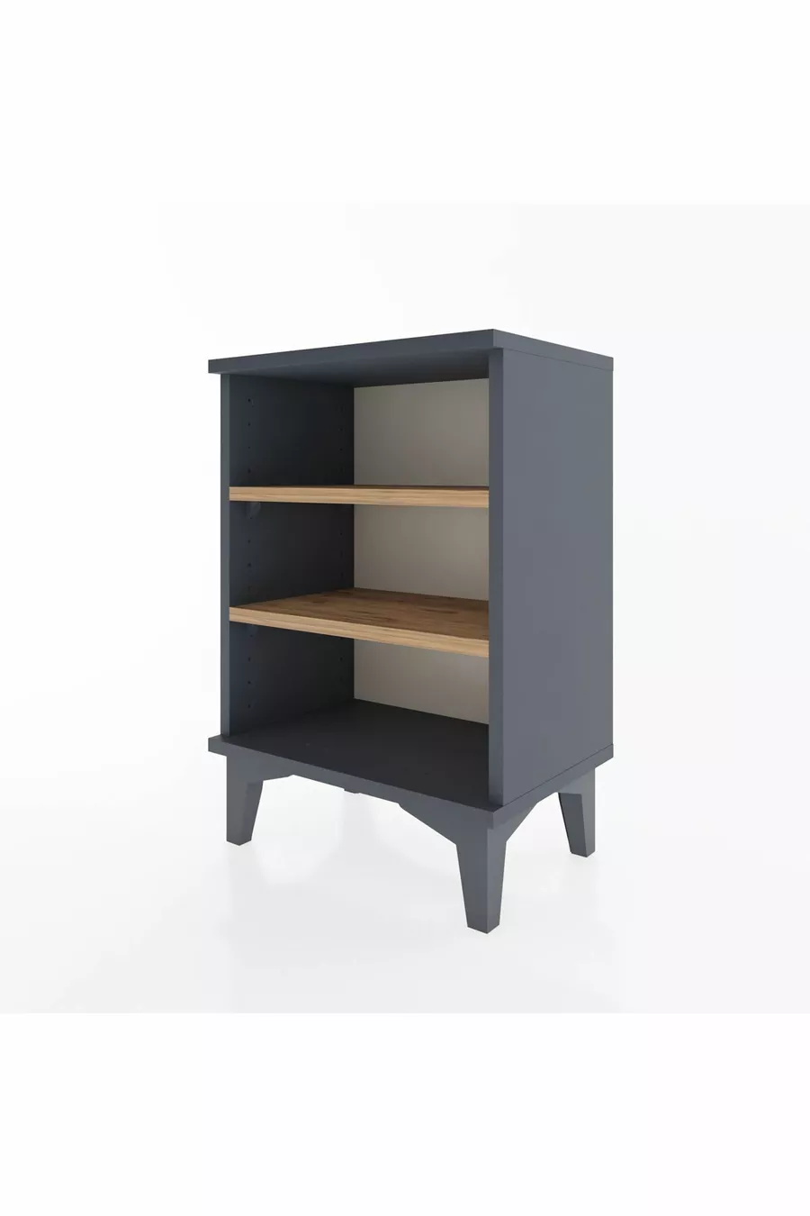 Chevet Arges à 2 étagères Anthracite-Bois de pin