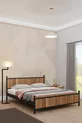 Gm Lit Double Moderne Bois et Métal Noir Noyer
