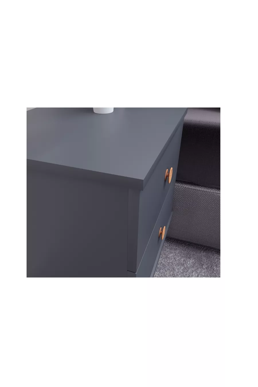 COMMODE MILAS, AVEC PIEDS EN BOIS, ANTHRACITE