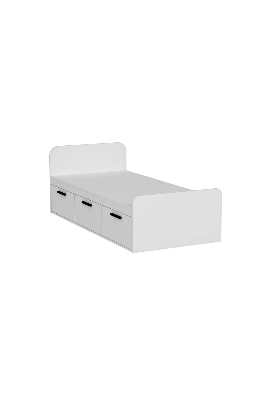 Lit Cadre Akser Blanc – Compatible avec Lit Simple, Lit Pour Jeune Avec Armoire