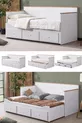 Lit superposé avec tiroirs, Lit double Marmaris Divan avec sommier relevable + Matelas doux