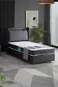 Ensemble Lit Double Zagreb, Tête de Lit et Sommier Simple, Anthracite