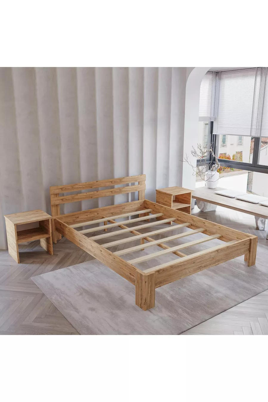 Lit Atlantik en MDF | Compatible avec lits simples et doubles, installation facile
