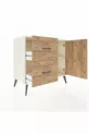 Commode Hyperion à une étagère, 2 tiroirs et 1 porte, Pierre de Lune-Pin