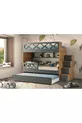 Lits superposés Mars avec tiroirs, anthracite & bois, support en acier, revêtement en membrane, 100% MDF