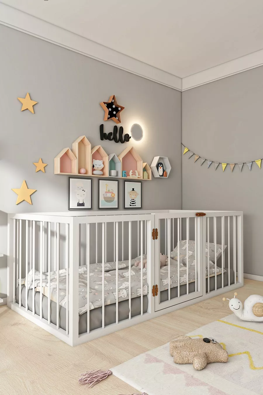LIT EN BOIS POUR ENFANT FRODO AVEC PORTE MONTESSORI
