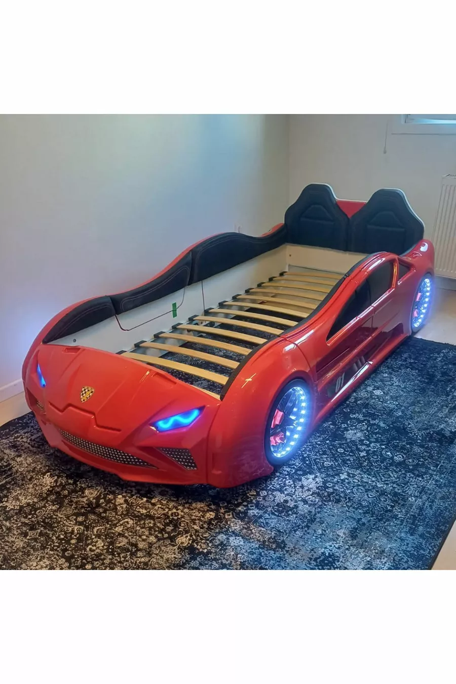 Supercarbeds - Lamborghini - Lit Voiture avec Roues - Extreme - Portes Ouvertes Vers le Haut - Rouge