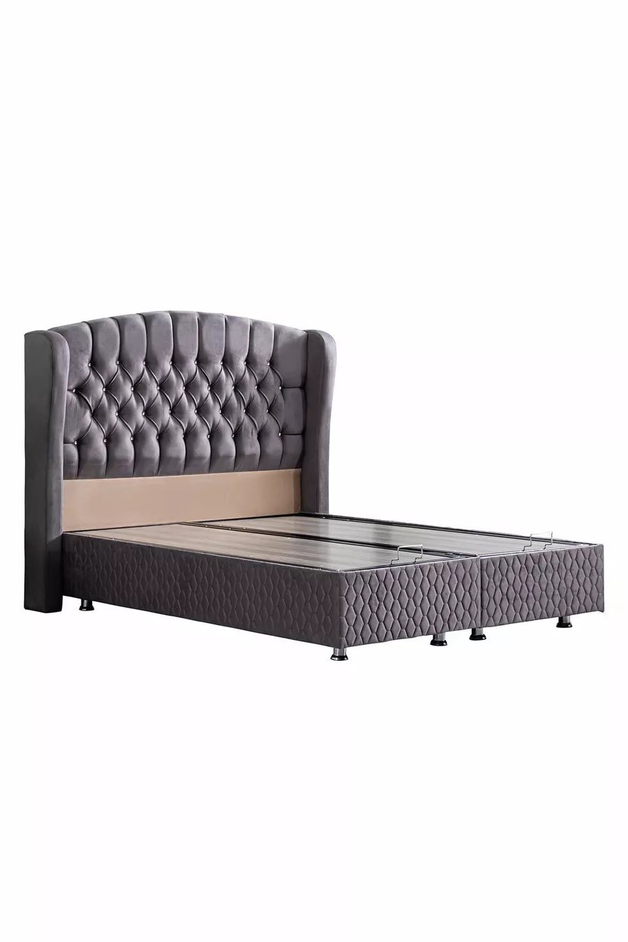 Ensemble tête de lit et sommier Nice, Gris anthracite