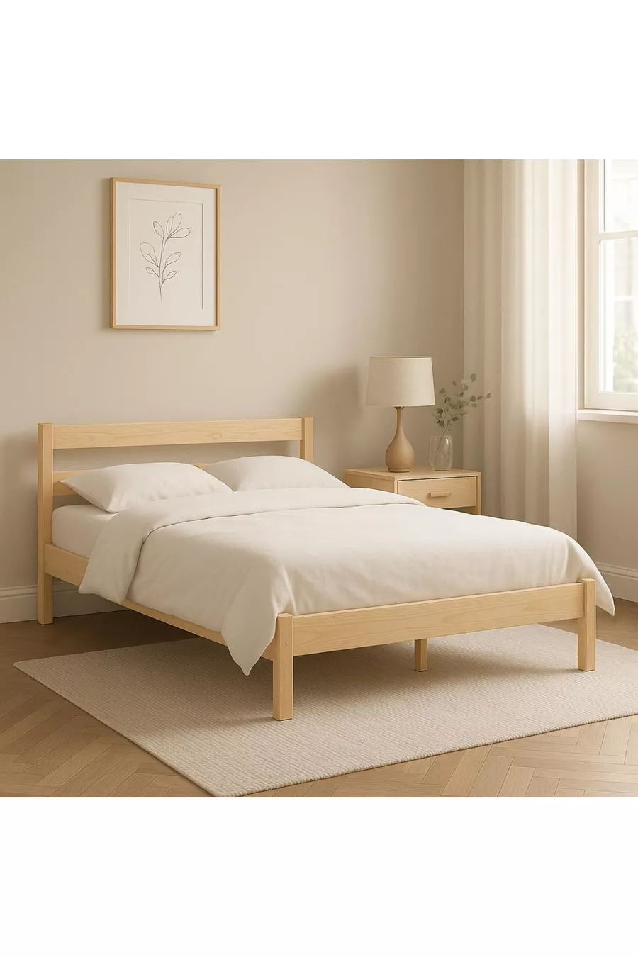 Lit en bois massif Bois naturel COULEUR NATURELLE