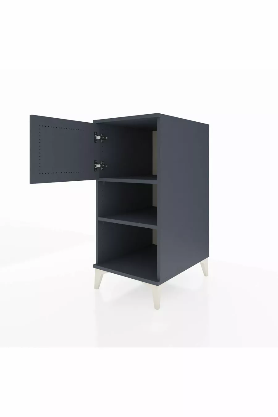 Table de chevet Kronos à 2 étagères avec 1 porte Anthracite-Anthracite