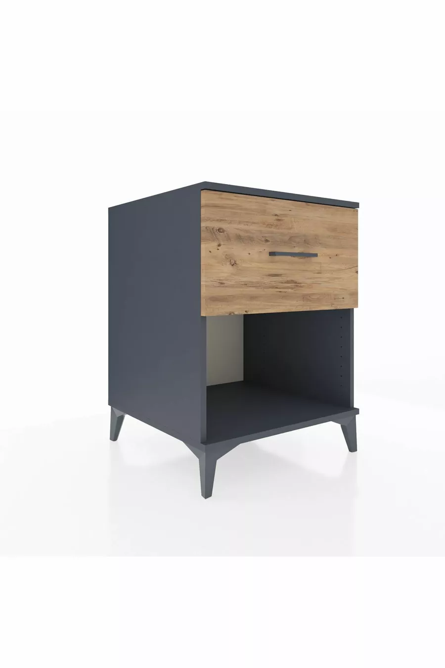Chevet Kronos avec un tiroir unique Anthracite-Pin