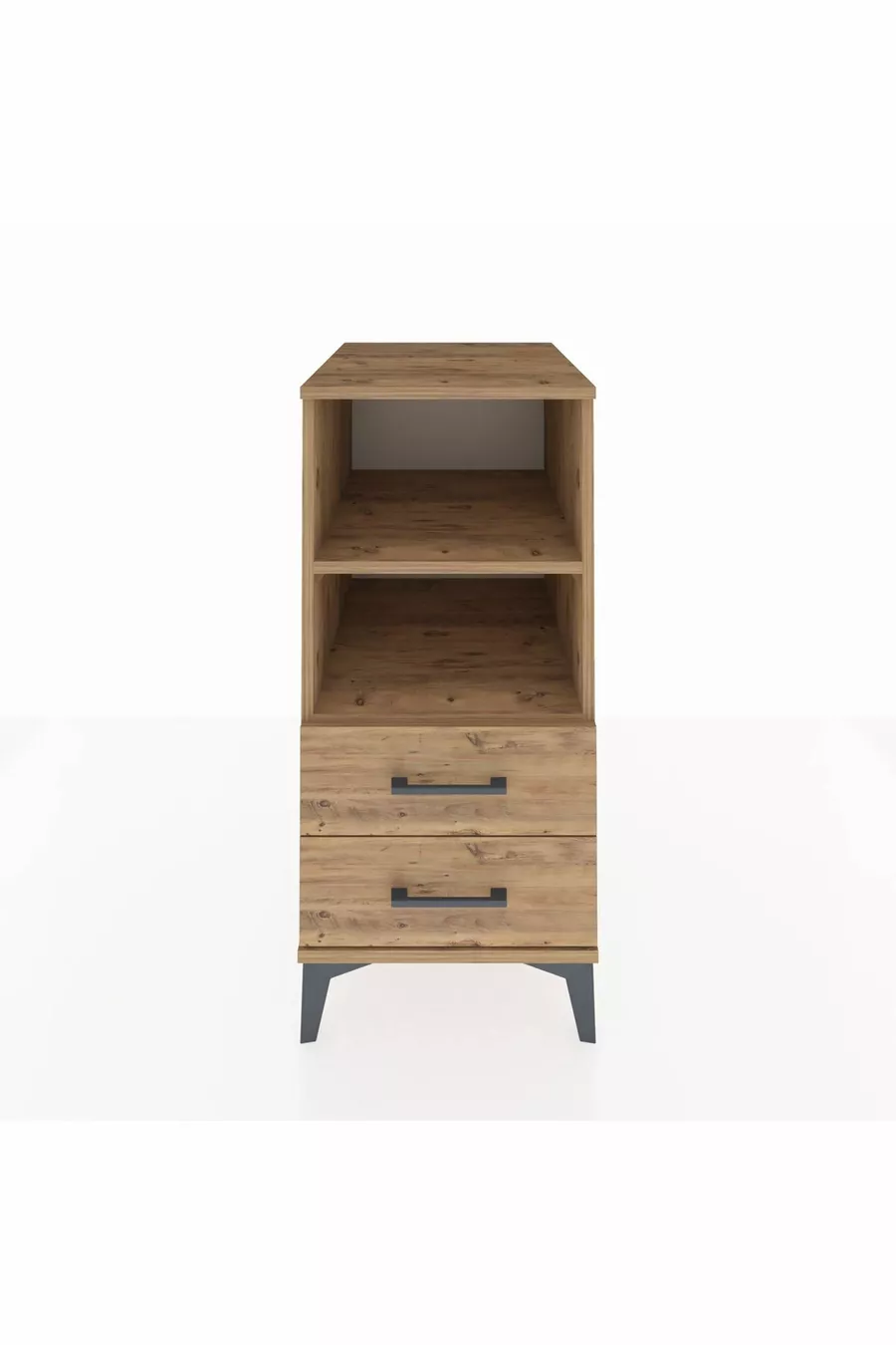 Table de chevet Kronos avec 2 étagères et 2 tiroirs, pin-pin