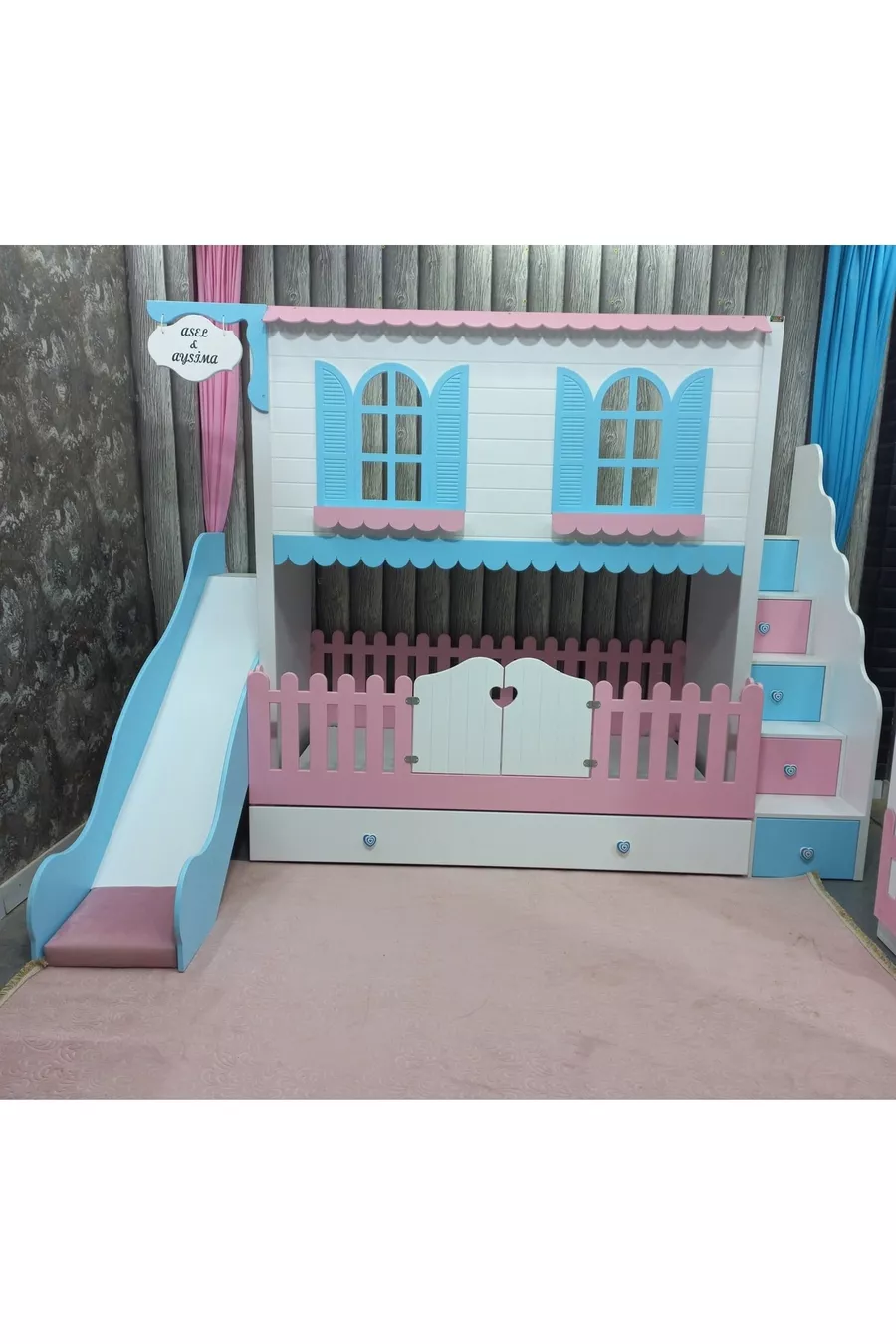 Lit superposé pour enfants avec toboggan Alaçatı